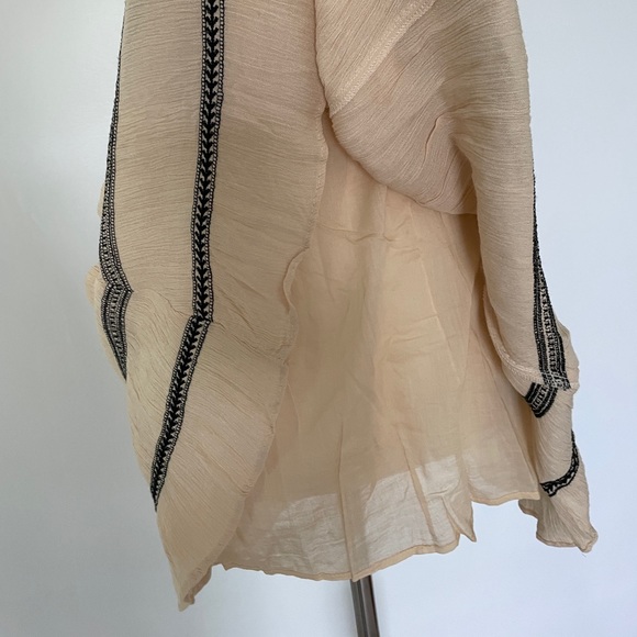 Free People 2013 Beige Tan Embroidered Crisscross Back Strap Mini Dress Size 2 - Picture 8 of 11